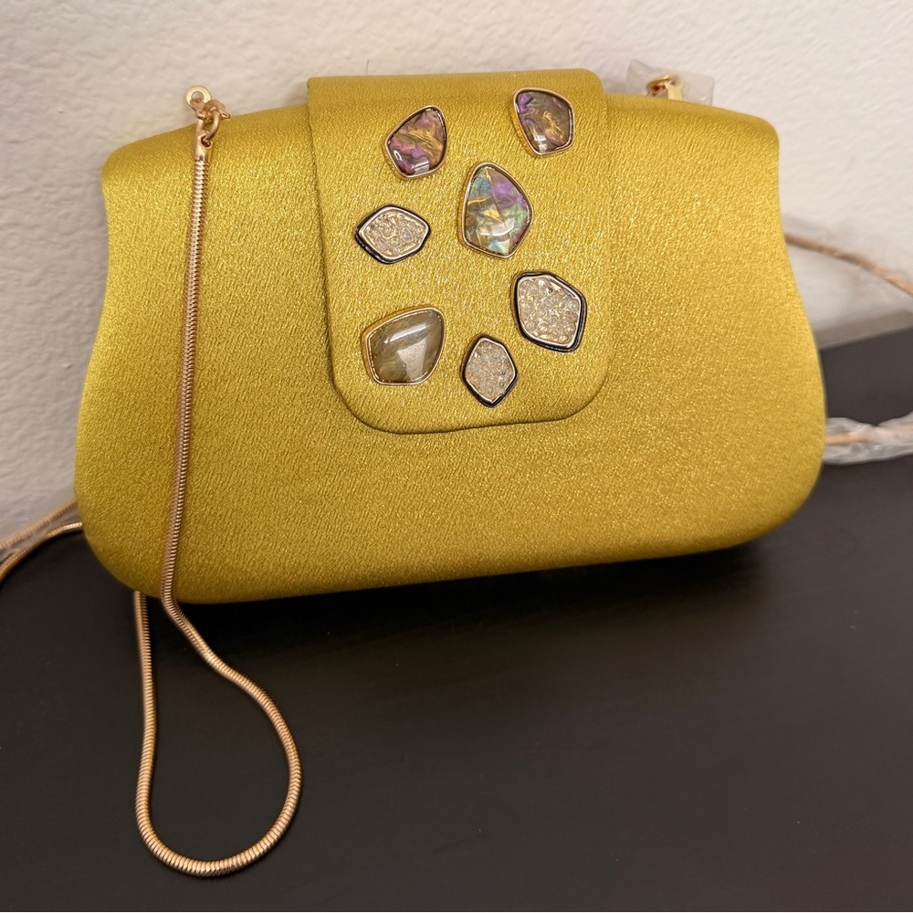 Yellow Jeweled Crossbody Bag